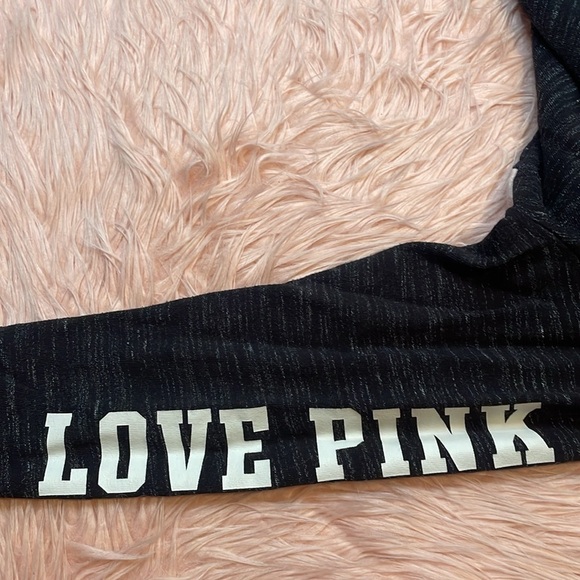 Victorias Secret Pink Colorblock Quarter Zip Pullover Sweatshirt Black Marl/Pink - Picture 5 of 6